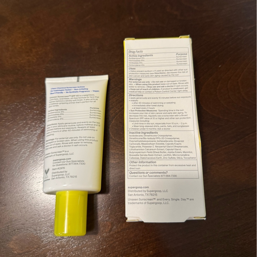 NWT Supergoop Unseen Sunscreen SPF 40 - Full Size, 1.7 fl oz - Picture 2 of 8
